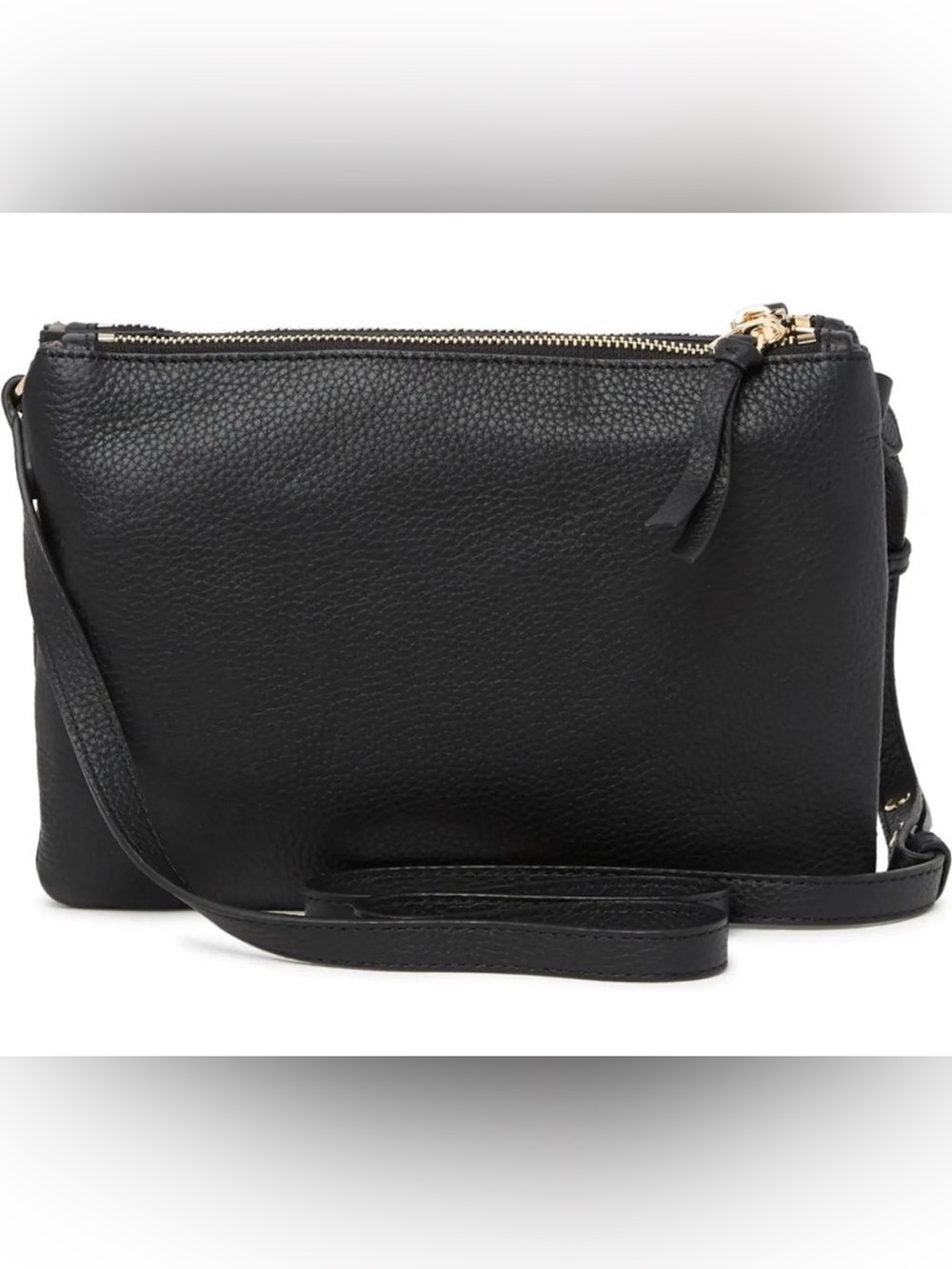 Vince Camuto Black Pebble Leather Crossbody Bag Triple Compartment Organizer - Picture 3 of 7